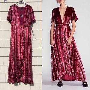 New Free People Party Kara Velvet Wrap Dress L